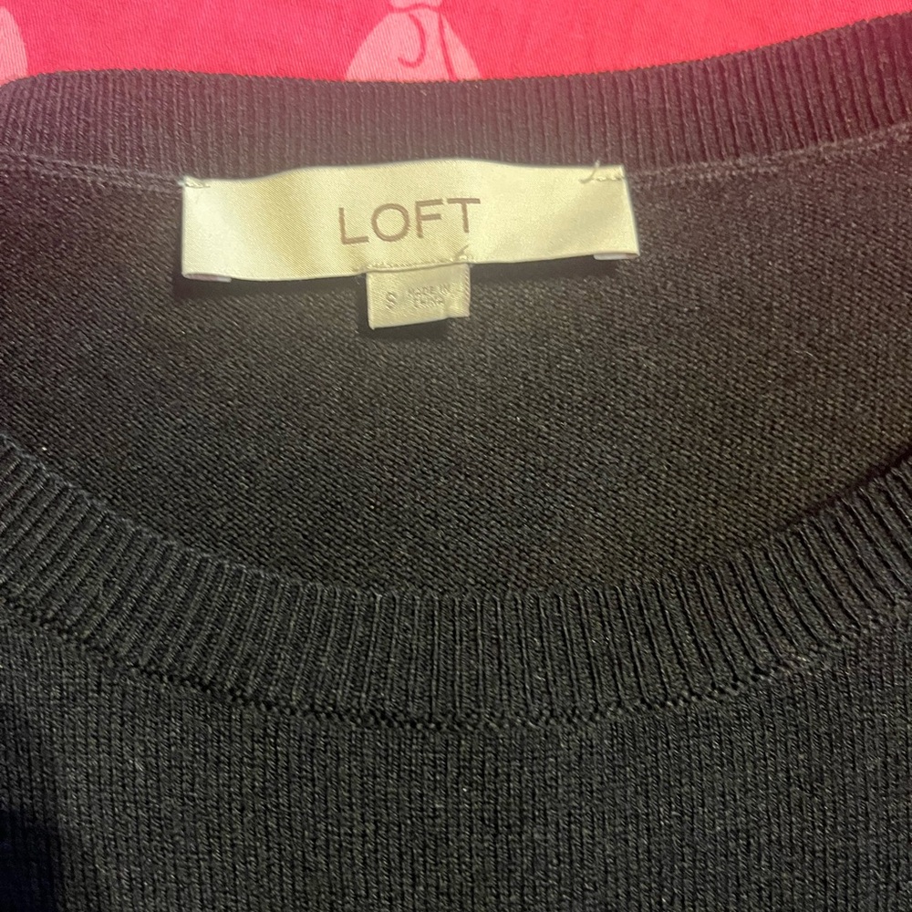 LOFT Black Sheath Dress with Cuffed Long Sleeves - Picture 2 of 3